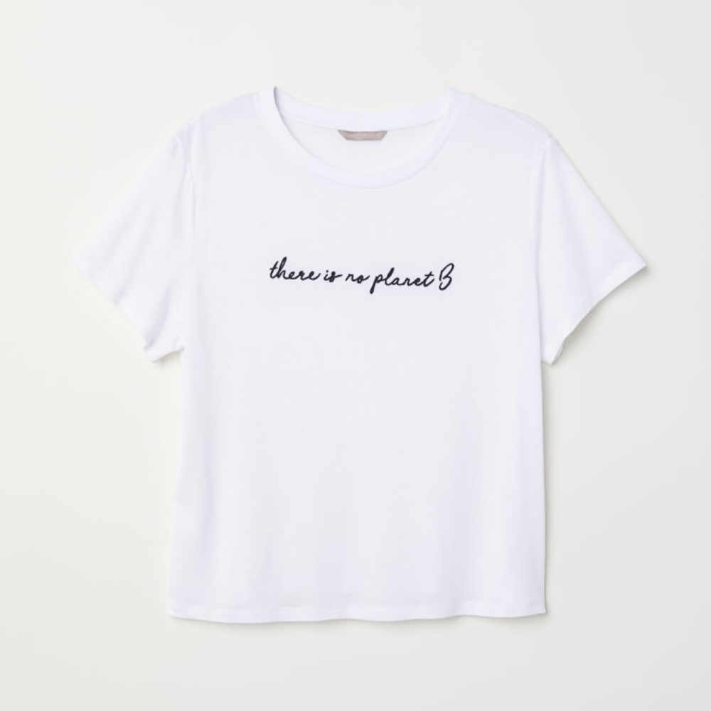 Divided White Short Sleeve Tee with Black Script